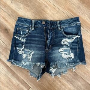 American Eagle Outfitters Blue Distressed Jean Shorts